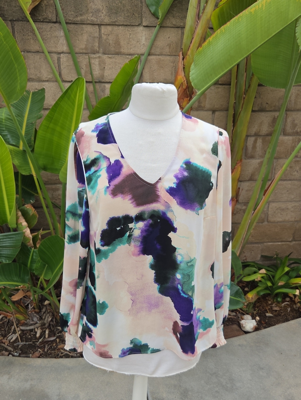 CAbi 4341 Mystic Blouse Aurora Floral Watercolor Size S